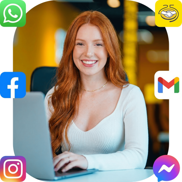 Atendente Chatclipy conectada com WhatsApp, Instagram, Facebook, Gmail e Messenger